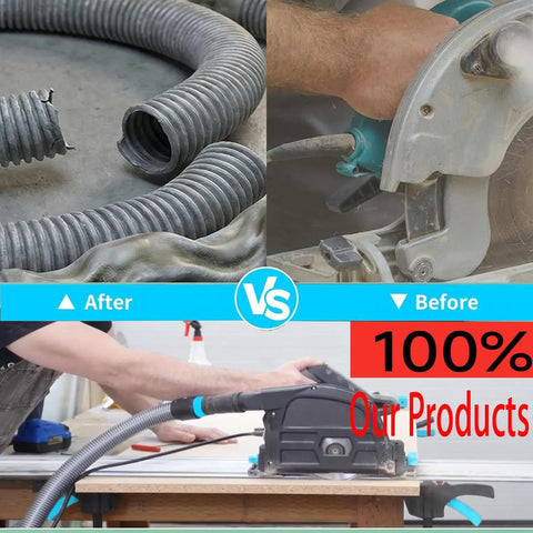 16 Ft Universal Vacuum Hose Extension Kit With Six Adapters For Home Shops And Tools Dust Collection Hose in use before and after