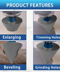 Diamond Drill Bit Set For Tile And Glass 9 Piece showing enlarging, trimming, beveling, and grinding features