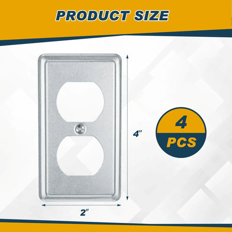 4 Pack Metal Electrical Box Covers 4x2 Inch Rectangular Receptacle Covers For Exposed Outlets Heavy Duty Galvanized Steel