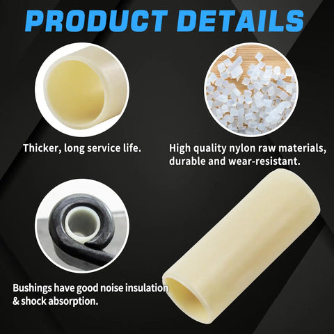Eight Nylon Trailer Leaf Spring Bushings Kit With Nine Sixteenths Inch Inside Diameter And One And Three Quarters Inch Length details