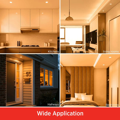 Fresh Br30 Led Bulb Four Pack Brings Straight Up Solid 650 Lumen Glow With Mellow 2700k Soft White Ambiance And Crisp Cri90 Detail In A Non Dimmable Fit Your Living Space Gonna Really Dig, shown in kitchens, living rooms, hallways, and bedrooms.
