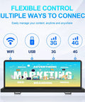Smooth Rolling P2.5 Double Sided Taxi Roof Led Display With Dope Bright 4K Video Clarity And Sweet Contrast That Keeps Commuters Staring At Your Ads Right Now, showing connectivity options including WiFi, USB, 3G, and 4G.