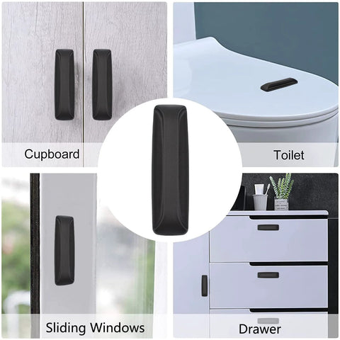 4 Pack Self Adhesive Cabinet Handle Pulls For Drawers Cabinets And Doors With Instant Attachment Black ABS Material No Drilling