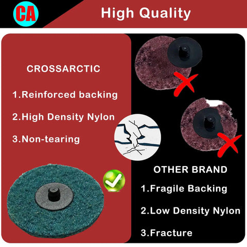 Comparison of 31 Pcs 3 Inch Surface Conditioning Discs With Quick Change Twist Lock System vs other brand showing quality features.