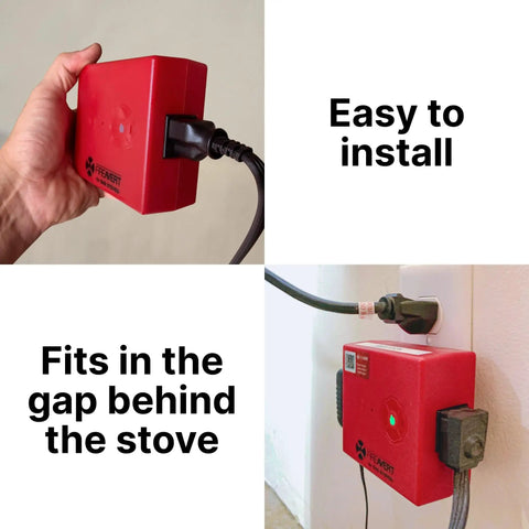 Image of Smart Gas Stove Auto Shut Off Device With Integrated Smoke Sound Detector for easy installation behind the stove.