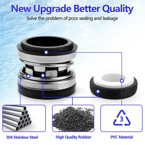 Jandy Zodiac VS FloPro Shaft Seal Replacement For FloPro FHPF FHPM Pool Pumps Ceramic And Carbon Mechanical PS 3890 Seal Durable High Temp Corrosion Resistant Pump Part Built To Last. shaft seal with 304 stainless steel, rubber, and PVC