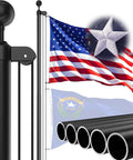 25 Foot Heavy Duty Flag Pole Built Tough Aluminum Rust Resistant Wind Tested To 100 MPH Two Flags Includes Nylon Embroidered 5x3 Flag