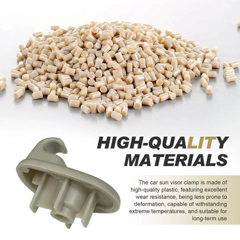 High-quality ABS material and car sun visor clip for Jeep Liberty and Dodge Nitro, emphasizing durability and resistance.