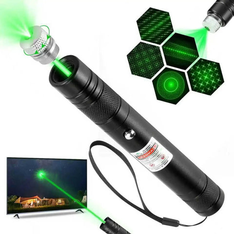 High Power Green Laser Pointer With Removable Star Cap Single Pinpoint Mode And Flood Beam USB Rechargeable Lazer in use