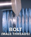 Close-up of a bolt being repaired with the Ultimate Rotary Thread Repair Kit Set For Internal And External Threads.