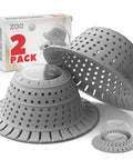 Silicone Collapsible Bathtub Drain Hair Catcher And Protector For Pop Up And Regular Drains In Shower Tub Sink, gray 2-pack