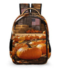 Fall Farmer Pumpkin Barn Printed Unisex Backpack With Large Capacity for School Work Travel in durable polyester