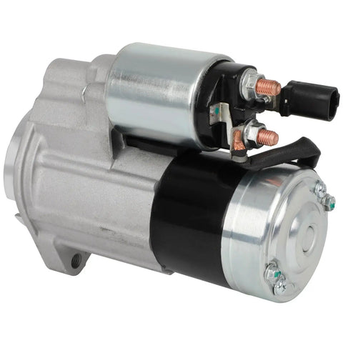 Image of Remanufactured 12V PMGR Starter Replacement For Infiniti QX4 3.3L 1997 1998 2000 And Nissan Pathfinder 3.3L 1996 2000 CW 1.4kW Direct Fit Plug And Play Ready To Install, showing silver metallic finish