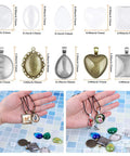 Pendant Tray Jewelry Making Kit With Glass Cabochons 90 Pcs Set Including 30 Bezel Pendants 30 Cabochons And 30 Necklace Cords