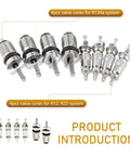 16 Piece Air Conditioning Valve Core Kit With R12 R134a Sealing Covers For A C Refrigeration System Repair High And Low Pressure