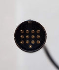 Close-up of 13-pin gold-plated connector of Ham Radio OPC598 Data Cable With 13 Pin DIN MIDI Gold Plated Connectors 6 Foot Length