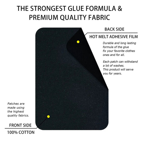 Iron On Fabric Repair Patches For Clothes Inside And Outside 6 Black Patches 3 X 4.25 Inches With Strong Hot Melt Adhesive Durable Cotton Front