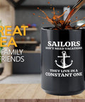 15oz Black Sailor Coffee Mug For Boaters And Boat Captains, Funny Lake Gift That Says Sailors Dont Need Sleep, Durable Glass Cup