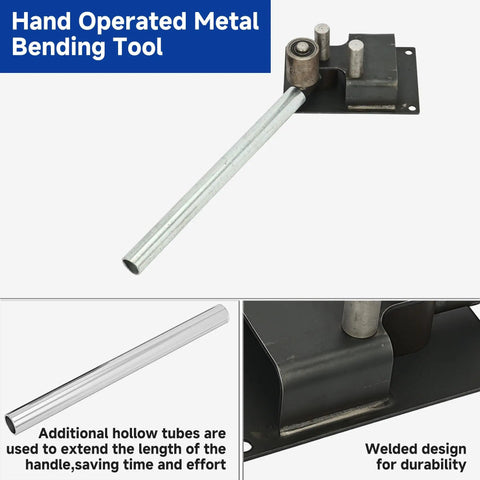 Lesolar Heavy Duty Manual Rebar Bender Tool For Concrete Steel Rods Bending Up To Half Inch Diameter 14 Mm, close-up of handle and rollers.