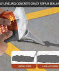 Hand holding tube of Darn Solid Beefy Two Pack Concrete Crack Filler And Heavy Duty Cement Sealant for driveway repair.