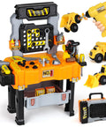 Kids Tool Bench With Electric Drill And Construction Vehicles 2 In 1 Workbench And Toolbox For Ages 3 To 5 STEM Learning Toys