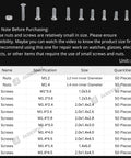 600 Piece Tiny Screws Set For Watches And Glasses, DIY Ready Mini Screw Assortment Kit With Nut Bolt Organizer chart