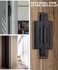 Installed Hidden Door Hinges Pack Of 2, 6 Inch, Upgraded Invisible Concealed Hinge System, Heavy Duty 180 Degree Out Swing, Black Finish