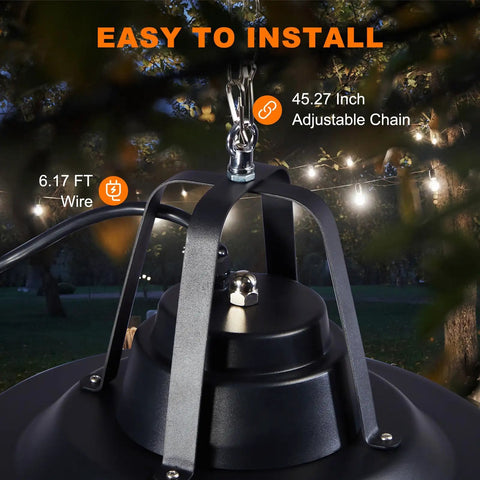 Infrared Outdoor Patio Heater For Deck And Gazebo 1500W Ceiling Mounted Or Hanging Carbon Fiber Radiant Heat That Cranks Up In Seconds IP34 Weatherproof adjustable chain and wire