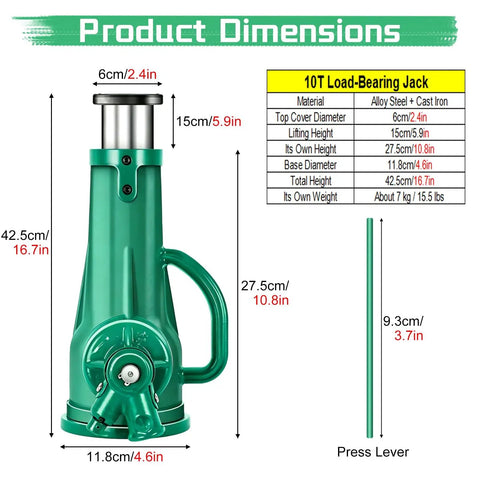 Premium Heavy Duty Screw Bottle Jack With Rock Solid Cast Iron Frame And Alloy Steel Core Delivering Beast Mode Lifting Power For Garage Diy Floor Leveling Adjustments