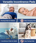 Versatile Heavy Duty Adult Incontinence Bed Pads 40 By 40 for patients, babies, adults, and dogs in different settings.
