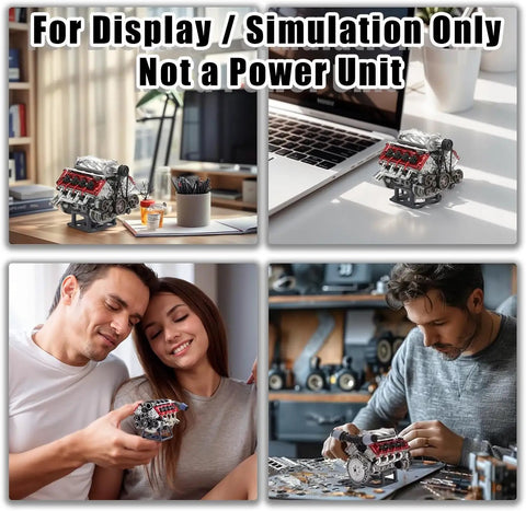 Realistic V8 Engine Model Kit For Adults And RC Gearheads, DIY STEM Engine Build For Desk Display, Premium Micro Motor With Full Bearing, Compatible With AX90104 Capra SCX10 II VS410 Pro Ultra, Great For Learning And Collecting, desk display