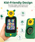 2 In 1 Kids Camera And Microscope Toy With 2.8 Inch Touchscreen, handheld green and yellow kid-friendly design with rounded edges