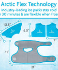 Dimensions and gel packs of Ankle Ice Pack Wrap For Foot And Ankle Pain Relief With Hot And Cold Therapy