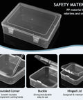 Clear Bead Organizer Kit With 30 Small Storage Containers, showing hinged lids and durable plastic construction.