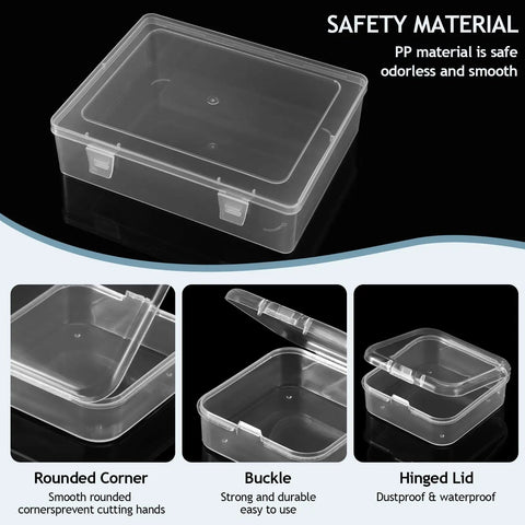 Clear Bead Organizer Kit With 30 Small Storage Containers, showing hinged lids and durable plastic construction.