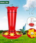 10 Oz Glass Hummingbird Feeder Set Two Pack For Outdoors Hanging Red Ant And Bee Proof With Six Feeding Ports