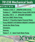 Honda 781238 Mechanical Seal Replacement For 2 Inch And 3 Inch Gas Semi Trash Water Pumps Easy Install Beefed Up For Champion Predator Generac Pulsar WB20XT3 WB30XT3 WH20XTAF compatible seal