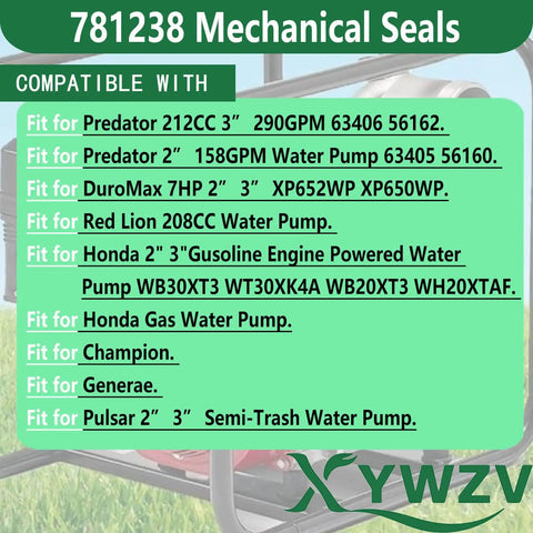 Honda 781238 Mechanical Seal Replacement For 2 Inch And 3 Inch Gas Semi Trash Water Pumps Easy Install Beefed Up For Champion Predator Generac Pulsar WB20XT3 WB30XT3 WH20XTAF compatible seal