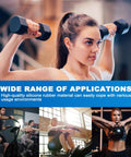 Woman exercising with dumbbells showcasing Self-Fusing Silicone Tape 1in x 10ft No Mess No Glue Needed Heavy Duty Leak Proof Sealing Tape