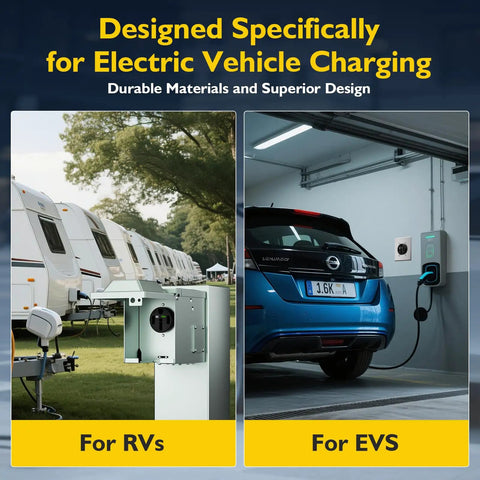 Built Tough Nema 14 50R Electric Vehicle Charging Outlet 50 Amp Ev Charger Socket With Wall Plate weather resistant for EVs and RVs.