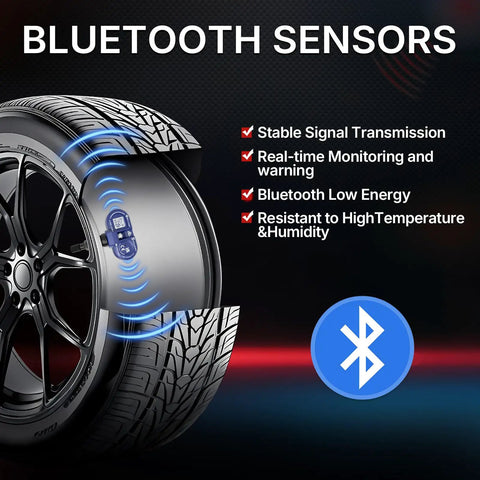 Upgraded Bluetooth TPMS Sensor For Tesla Models 3 Y S X 2020 2025 Real Time Tire Pressure Monitoring With Slick Energy Saving 2Ghz Chip And Quick Relearn on wheel