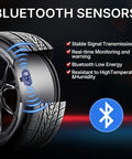 Four Pack Dope Upgraded Bluetooth TPMS Sensor For Tesla Model 3 Y S X 2020 2025 Real Time Tire Pressure Monitor With Temperature Reading And Energy Efficient Chip, shown on wheel