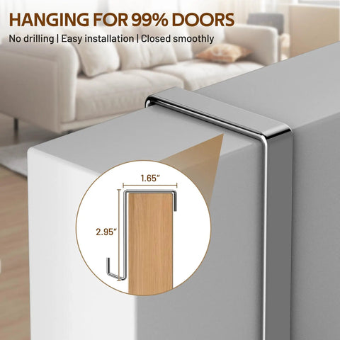 Over The Door Shoe Organizer With Breathable Mesh 10 Tier Holds 30 Pairs installation hook detail on door