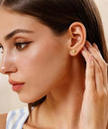 14K Gold Plated Ball Stud Earrings For Women Everyday Dainty Gold Ball Jewelry Minimalist Classic Sparkle Smooth Silhouette For A Timeless Glow Easy Everyday Accessory For Her Comfortable All Day Wear, 4mm on ear