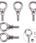 5 Pack M8 X 30mm Stainless Steel Eye Bolts With Nuts Flat Washers And Spring Washers Hardware Kit for outdoor and marine use