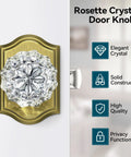 3 Pack Crystal Glass Door Knobs With Antique Brass Finish And Privacy Lock For Bedroom And Bathroom Interiors, Vintage Rosette Style Doorknobs With Heavy Duty Zinc Alloy Plates For A Classy Yet On Point Look