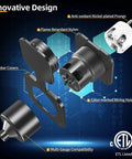 Heavy Duty 15A AC Shore Power Flanged Inlet With Waterproof Nema 5-15P Male Receptacle shown in innovative design with parts labeled.