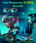Gamer using 27 Inch Curved Monitor With Built In Speakers USB Type C 120Hz Refresh Rate 1ms MPRT FHD 1080p HDR for gaming
