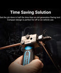 Capri Tools 3/16 in. double flaring tool with copper brake line, front view