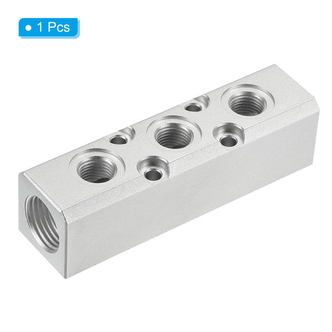 Three Way Five Port Aluminum Air Manifold Inline Block Splitter For Pneumatic Hoses With G1/2 And G1/4 Threads Blue High Flow Air Splitter